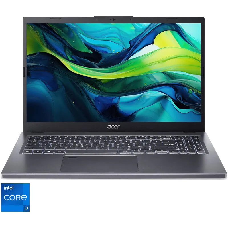 Acer Laptop Acer Aspire 15 A15-51M-7859, 15.6 inch, FullHD, Intel® Core™ i7-13620H, 16GB LPDDR5, 1TB SSD, Intel UHD, No OS, Gri (INT Keyboard)