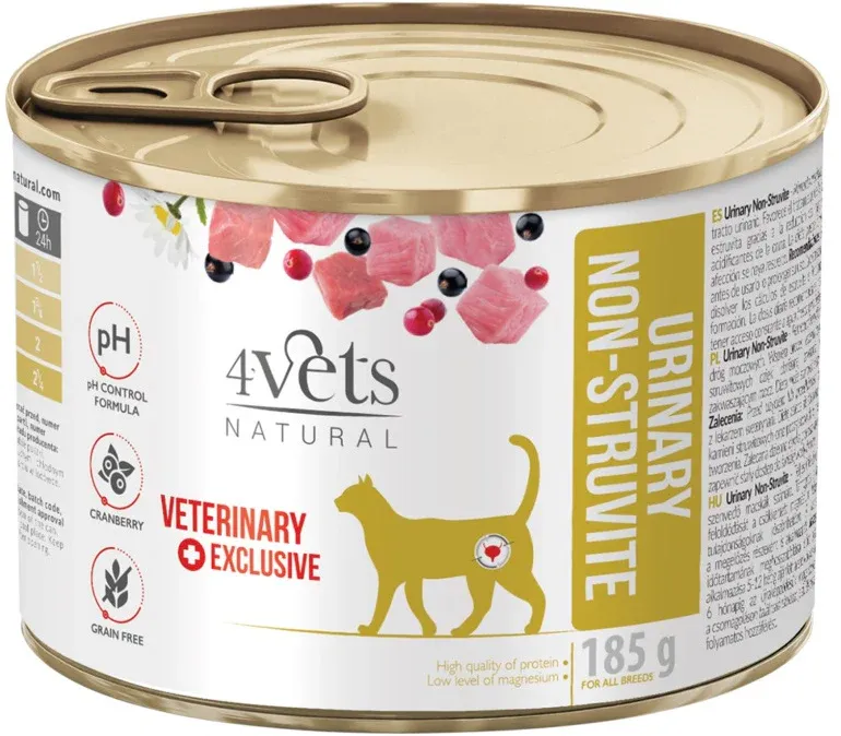 4VETS Natural Conservă pentru pisici, Urinary Non-Struvit 185g