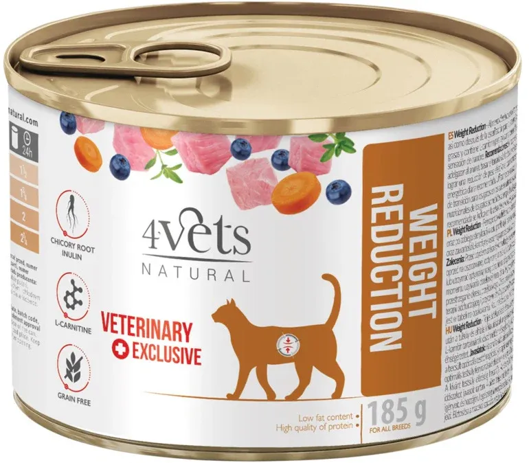 4VETS Natural Conservă pentru pisici, Weight Reduction 185g