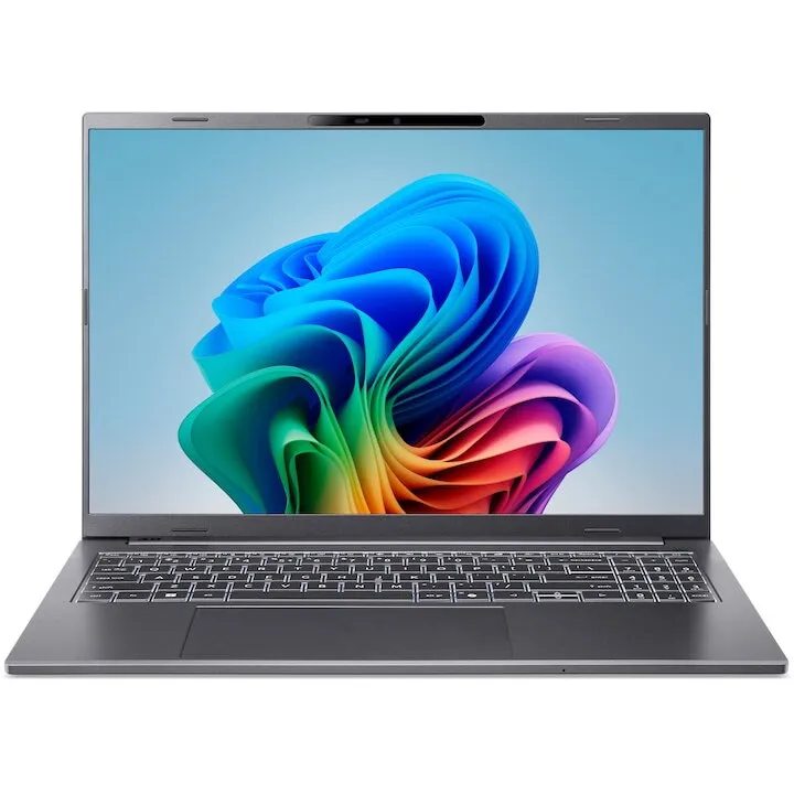 Acer Laptop Acer Aspire 16 AI OLED, procesor AMD Ryzen™ AI 5 330 pana la 4.50 GHz, 16 inch, WUXGA OLED, 16GB LPDDR5X, 512GB SSD, AMD Radeon™ 820M, No OS, Gri