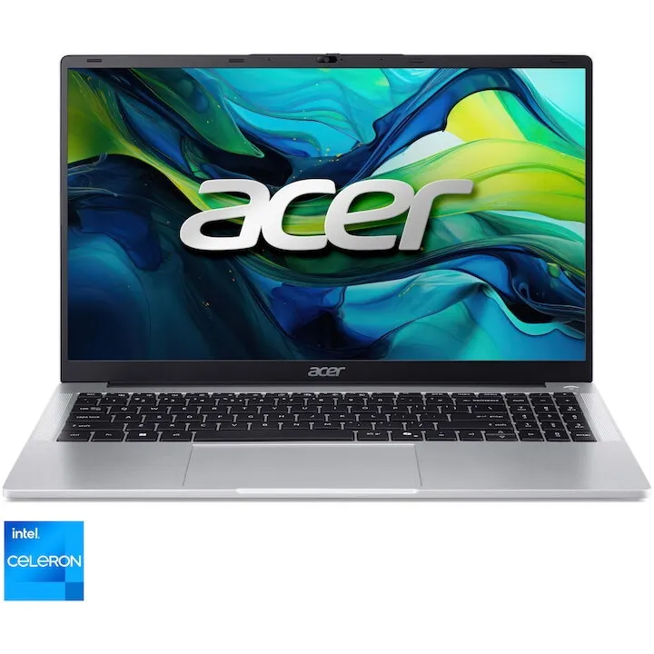 Acer Laptop Acer Aspire Lite 15 AL15-32P-C49X, procesor Intel® Celeron® N4500 pana la 2.8GHz, 15.6 inch, Full HD, IPS, 8GB DDR4, 256GB SSD, Intel® UHD Graphics, No OS, Argintiu