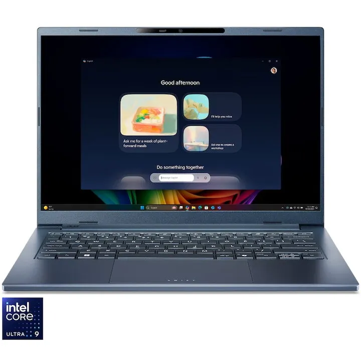 Acer Laptop Acer Swift Go 14 AI OLED, procesor Intel® Core™ Ultra 9 288V pana la 5.1 GHz, 14 inch, WUXGA OLED, 32GB LPDDR5X, 1TB SSD, Intel® Arc™ Graphics 140V, Windows 11 Home, Albastru