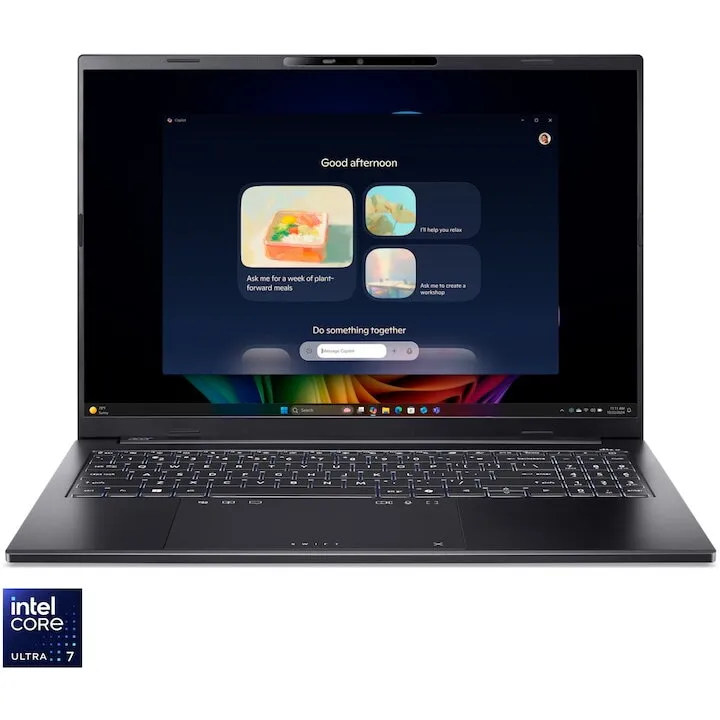 Acer Laptop Acer Swift Go 16 AI OLED, procesor Intel® Core™ Ultra 7 256V pana la 4.8 GHz, 16 inch, WUXGA+ OLED, 120Hz, 16GB LPDDR5X, 1TB SSD, Intel® Arc™ Graphics 140V, Windows 11 Home, Negru