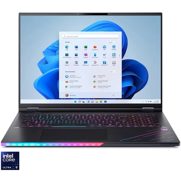 Acer Laptop Gaming Acer Predator Helios 18 AI, procesor Intel® Core™ Ultra 9 275HX pana la 5.4 GHz, 18 inch, WQUXGA Mini LED IPS, 120Hz, 64GB DDR5, 1TB + 1TB SSD, NVIDIA® GeForce RTX™ 5090 24GB GDDR7, Windows 11 Pro, Negru