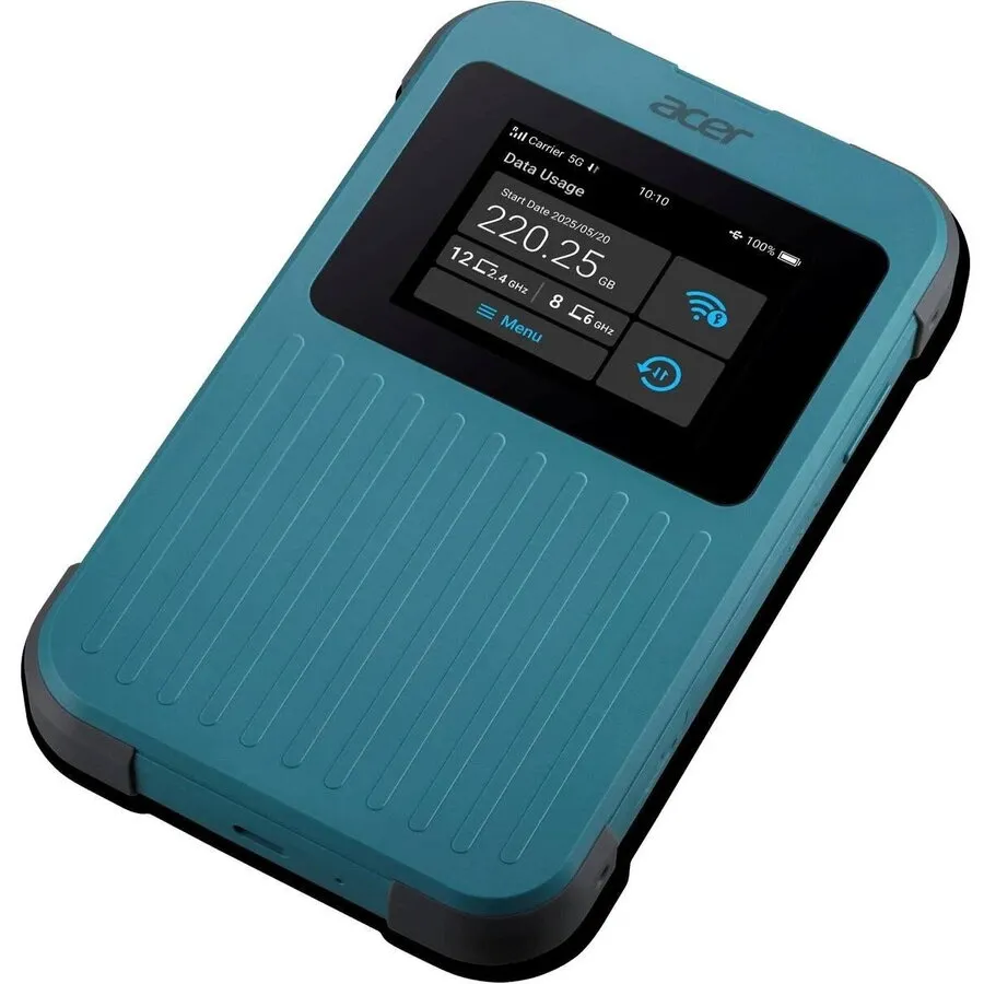 Acer Router Hotspot WiFi Mobil, Acer Connect M4 5G, LTE, conectivitate dubla, baterie 8000 mAh, protectie IP68, Albastru-verzui