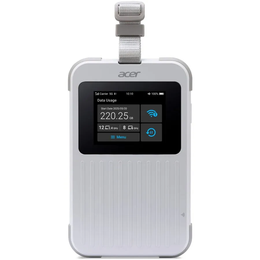 Acer Router Portabil Wireless Acer Connect M6E 5G, IP68, MIL-STD-810H, Mobile Wi-Fi 6E, 5G NR & LTE Dual Connectivity, 2x2 MIMO, LCD Touchscreen, Baterie 8000mAh, USB-C 3.0