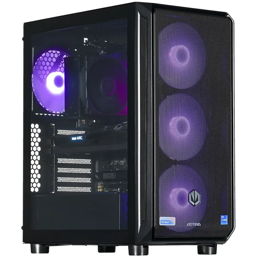 Actina PC Desktop Actina ENDORFY 8400F, 32GB RAM, 1TB SSD, Intel ARC B580, 600W, Negru, Midi Tower