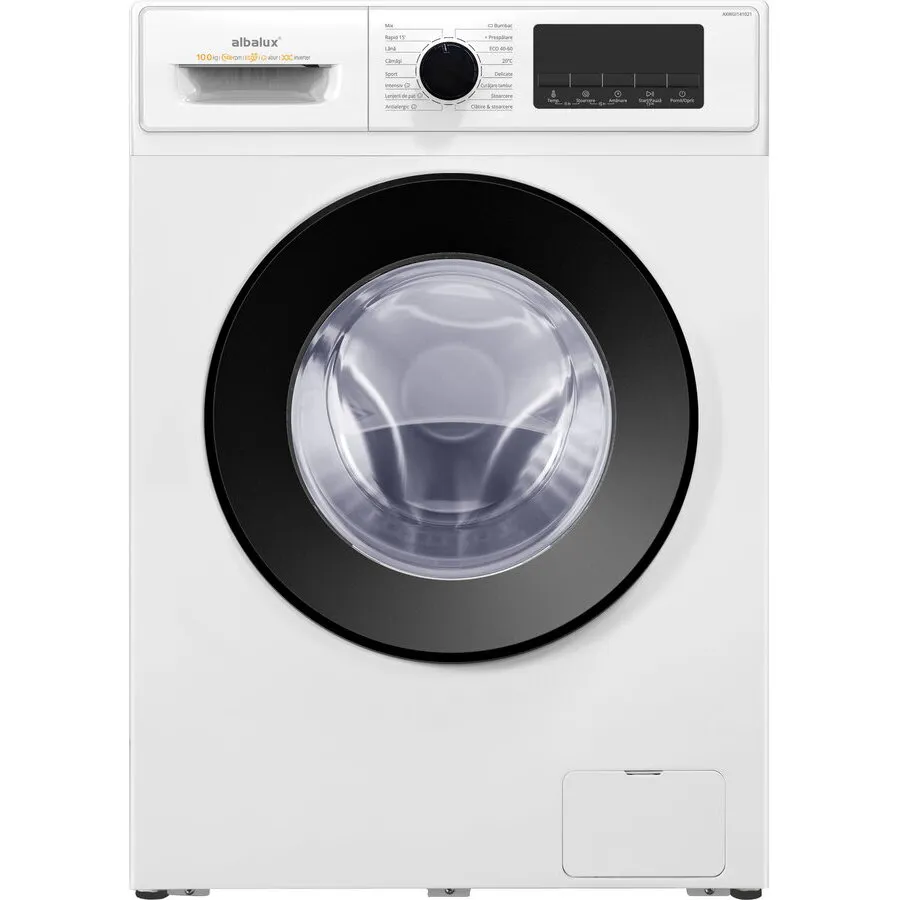 Albalux Masina de Spalat Rufe Frontala Albalux AXWGI141021, 10KG, 1400RPM, 16 Programe, Motor Inverter, Clasa A, Alb