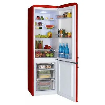 AMICA Combina frigorifica retro Amica FK2965.3RAA, 244L, Clasa E, H 181 cm, Rosu