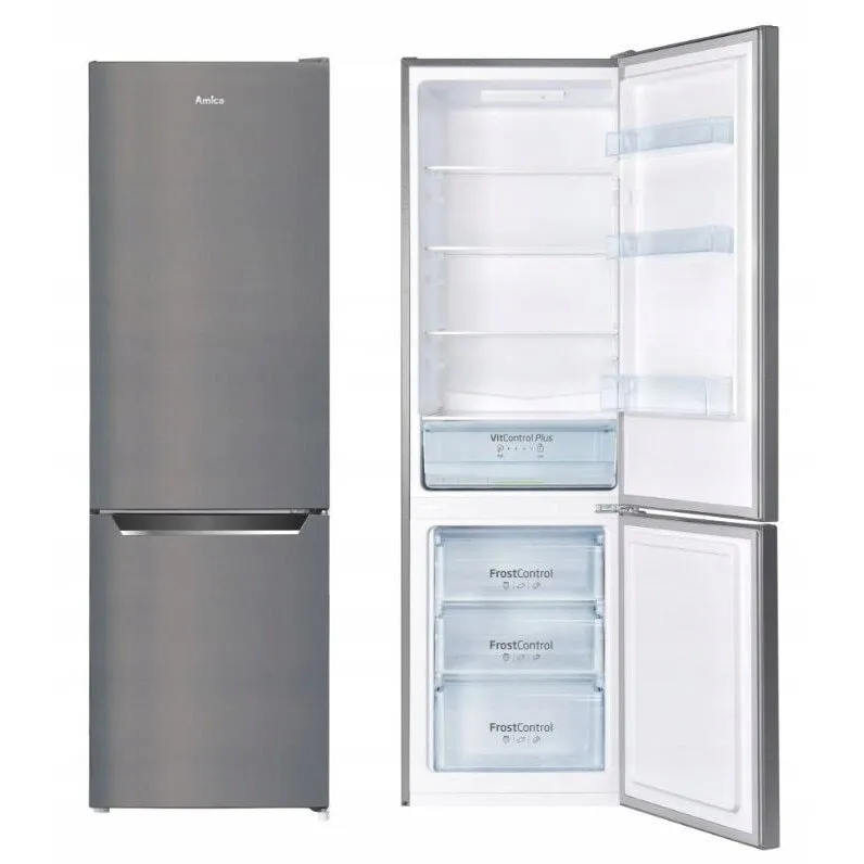 AMICA Combina frigorifica Amica FK2525.4UNTX(E), 262L, Clasa E, Argintiu