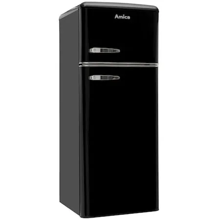 AMICA Frigider design retro Amica KGC15634S, 208L, Clasa E, H 144 cm, negru