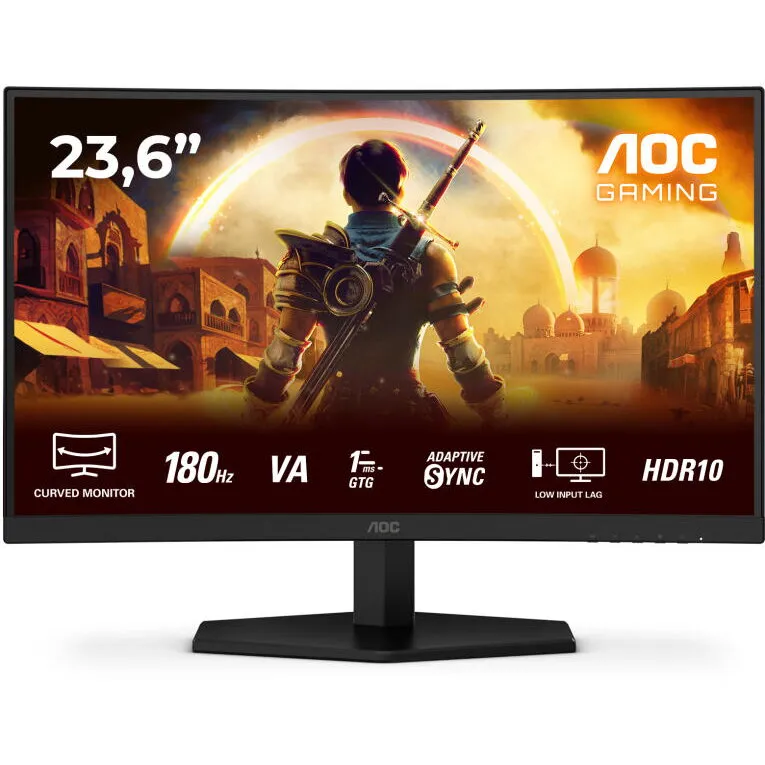AOC Monitor Gaming AOCC24G42E,  23.6 C24G42E, VA LED, Full HD, 1920 x 1080, HDMI, DisplayPort, Ecran curbat, Boxe, 180 Hz, 4 ms, Negru
