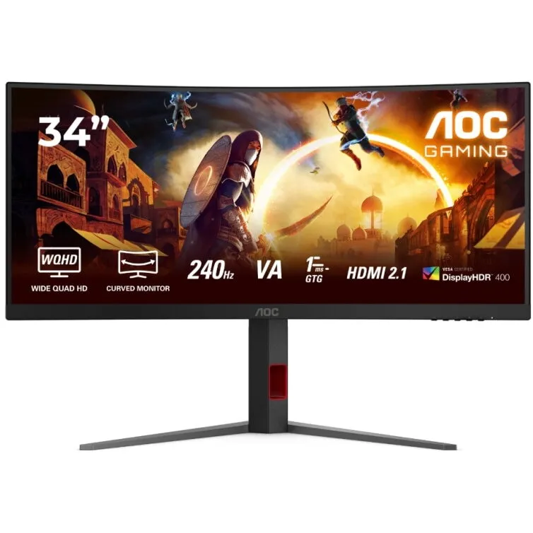AOC Monitor LED AOC Gaming CU34G4Z Curbat 34 inch UWQHD VA 0.3 ms 240 Hz HDR, Negru