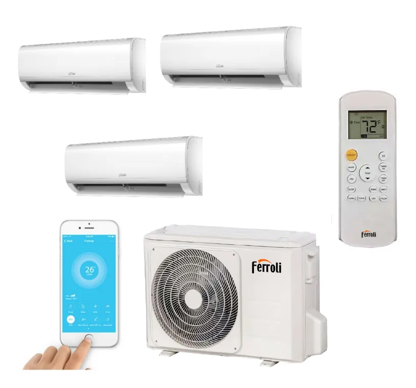 Aparat aer conditionat multisplit Ferroli Giada M 27-3, 1 x unitate externa 27000 BTU, 3 x unitati interne 9000 BTU, A ++, Wi-Fi
