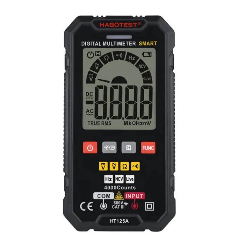 Aparat de masura digital Habotest HT125A, Multimetru Universal, tensiune DC/AC, Frecvente, Diode, Rezistente, True RMS, Live test, NCV, Negru