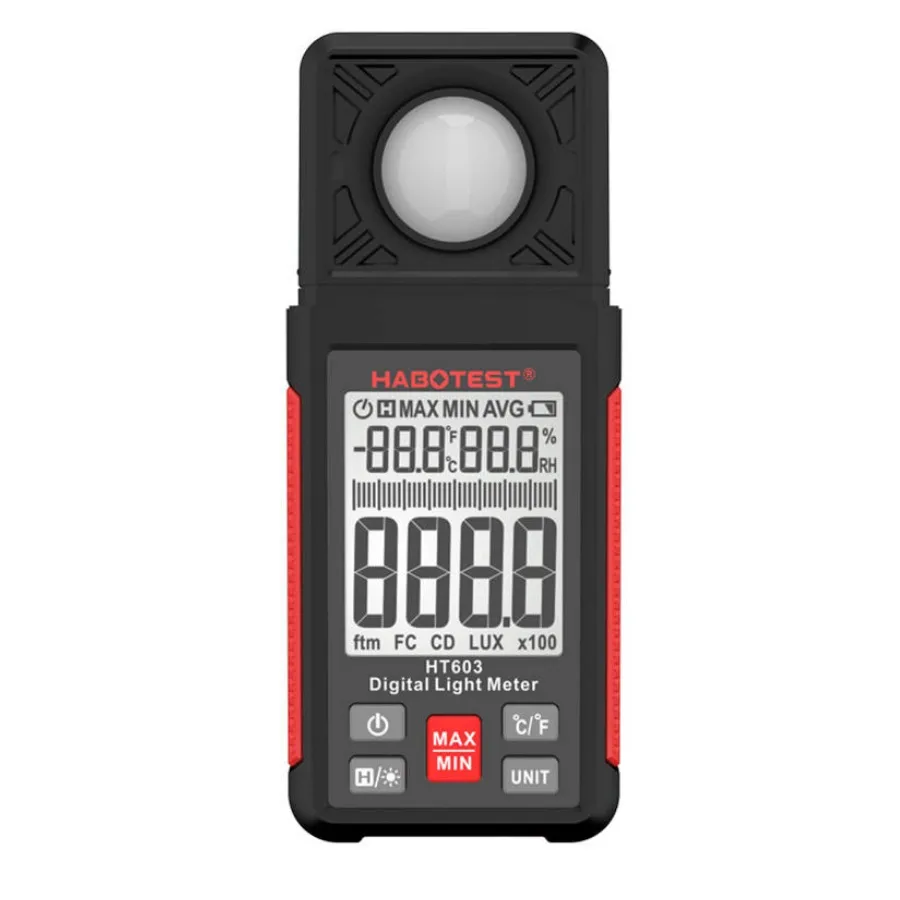 Aparat digital de masurat intensitatea luminii, temperatura si umiditate Habotest HT603, Negru