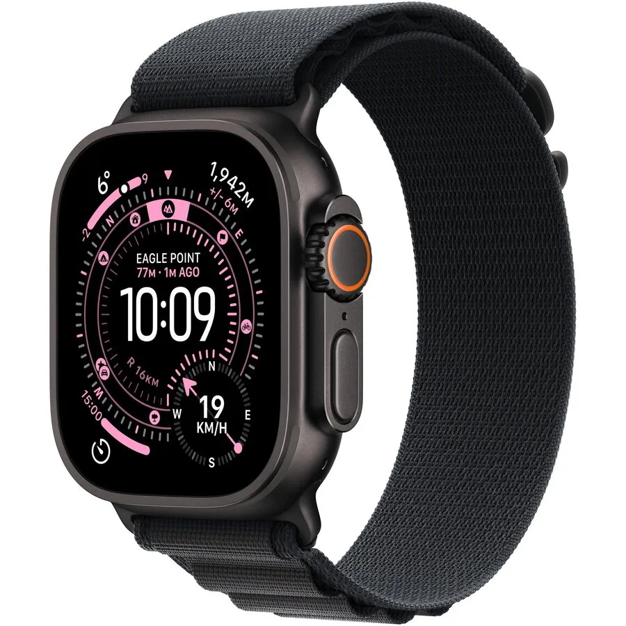 Apple Apple Watch Ultra 3, GPS + Cellular, Carcasa Black Titanium 49mm, Black Alpine Loop - Medium