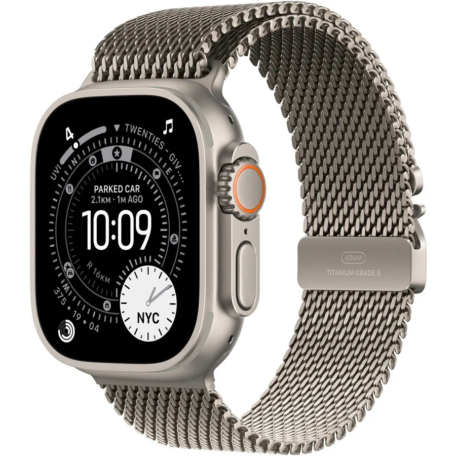 Apple Apple Watch Ultra 3, GPS + Cellular, Carcasa Natural Titanium 49mm, Natural Titanium Milanese Loop - Small