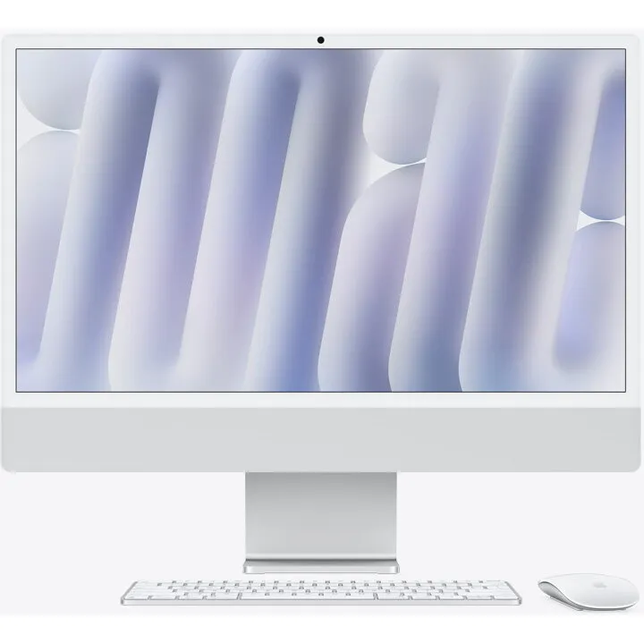 Apple Sistem Desktop PC iMac 24 (2024), procesor Apple M4, 10 nuclee CPU and 10 nuclee GPU, Retina 4.5K, 16GB, 512GB SSD, Argintiu