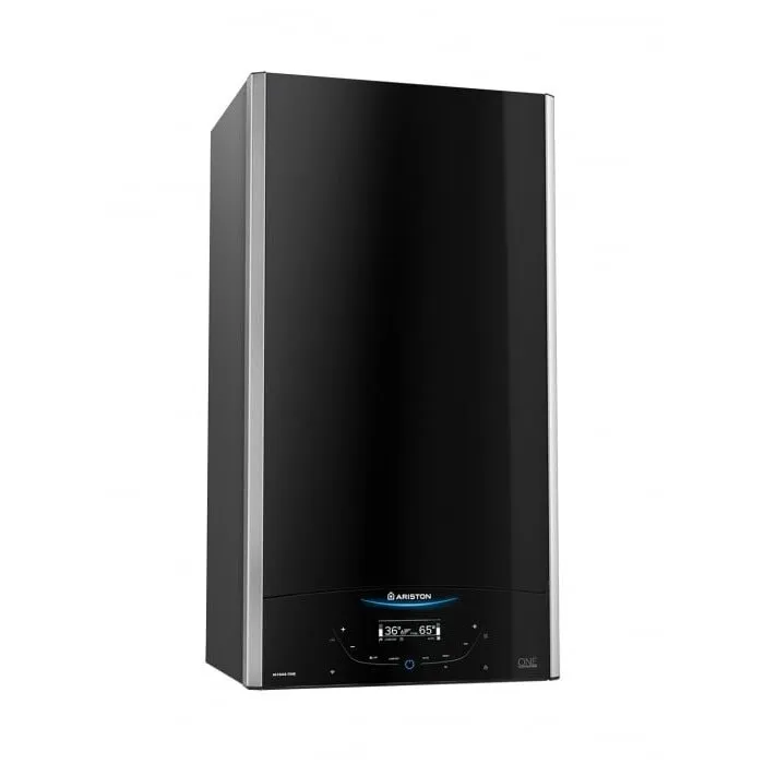 Ariston Centrala termica murala in condensare Ariston ALTEAS ONE+ NET 24, 24kW, gaz natural + GPL, Wi-Fi, senzor camera Sensys HD inclus, panou frontal din sticla, ecran tactil, schimbator caldura otel inoxidabil, control vocal, fara kit inclus, Negru