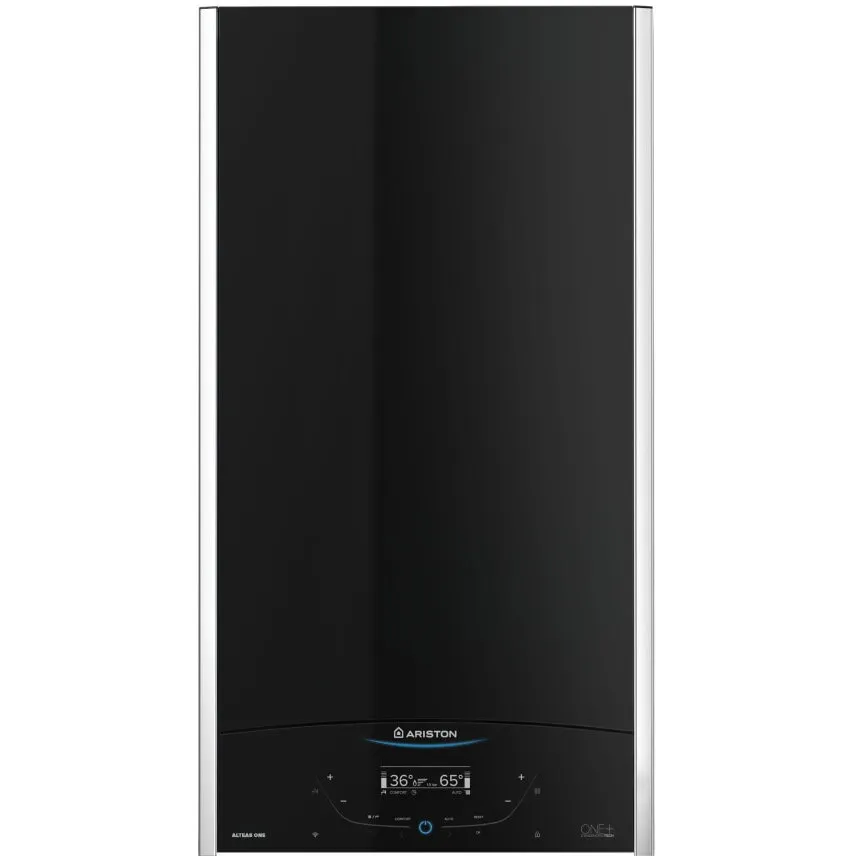 Ariston Centrala termica murala in condensare Ariston ALTEAS ONE+ NET 35, 35kW, gaz natural + GPL, Wi-Fi, senzor camera Sensys HD inclus, panou frontal din sticla, ecran tactil, schimbator caldura otel inoxidabil, control vocal, fara kit inclus