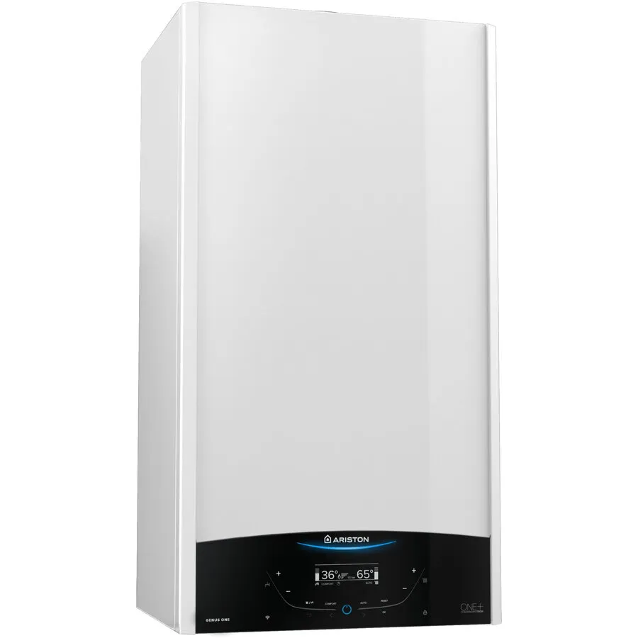 Ariston Centrala termica murala in condensare Ariston GENUS ONE+ 35, 35kW, gaz natural + GPL, meniu in limba romana, Ecran LCD tactil, schimbator caldura otel inoxidabil, clasa energetica A, fara kit inclus, Alb
