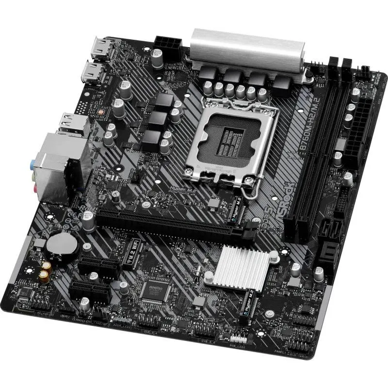 ASROCK Placa de baza B760M-H2/M.2, ASRock, Micro ATX, IntelCore, 96 GB, Negru/Argintiu