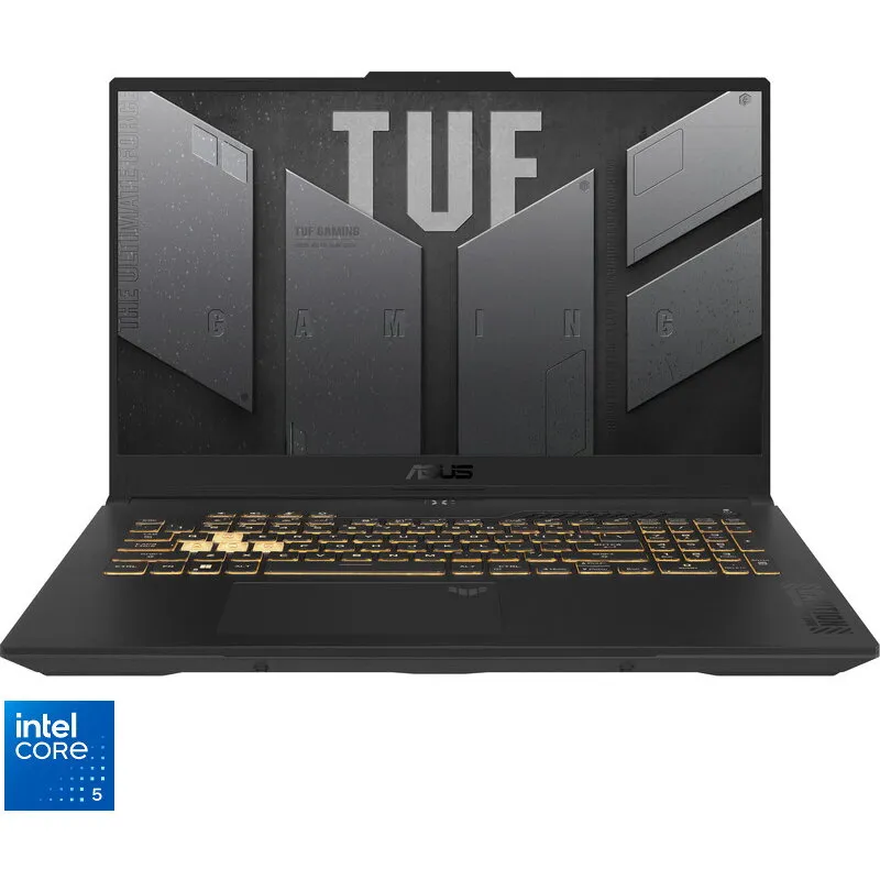 Asus Laptop Asus TUF Gaming F17, FX707VJ-HX075, 17.3 inch, Full HD, Procesor Intel® Core™ 5 210H, 16GB DDR4, 512GB SSD, NVidia GeForce RTX 3050 6GB, No OS, Gri inchis