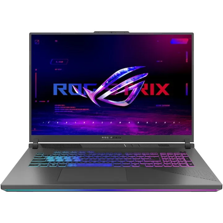 Asus Laptop Gaming ASUS ROG Strix G18 G814FM, procesor AMD Ryzen™ 9 9955HX pana la 5.4GHz, 18 inch, WUXGA, 144Hz, IPS, 32GB DDR5 RAM, 1TB SSD, NVIDIA® GeForce RTX™ 5060 8GB GDDR7, No OS, Gri inchis