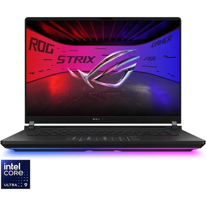 Asus Laptop Gaming ASUS ROG Strix SCAR 16 G635LX, procesor Intel® Core™ Ultra 9 275HX pana la 5.4GHz, 16 inch, 2.5K WQXGA, Mini LED, 240Hz, G-Sync, 64GB DDR5, 2TB + 2TB SSD, NVIDIA® GeForce RTX™ 5090 24GB GDDR7, No OS, Negru