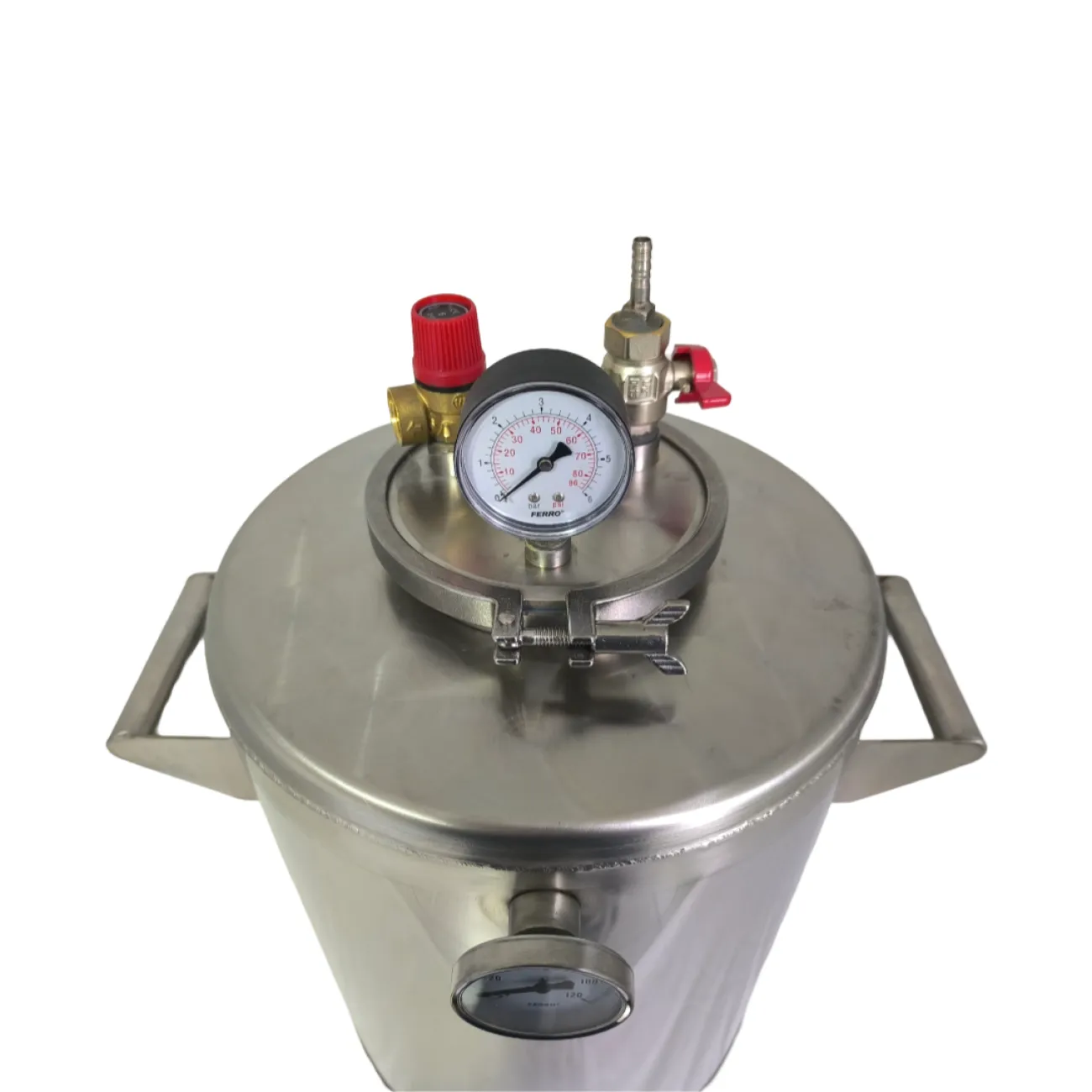 Autoclav 30L , din inox, pentru fabricarea conservelor, cu manometru,termometru si supapa de siguranta 6 Bari,capacitate maxima 24 borcane