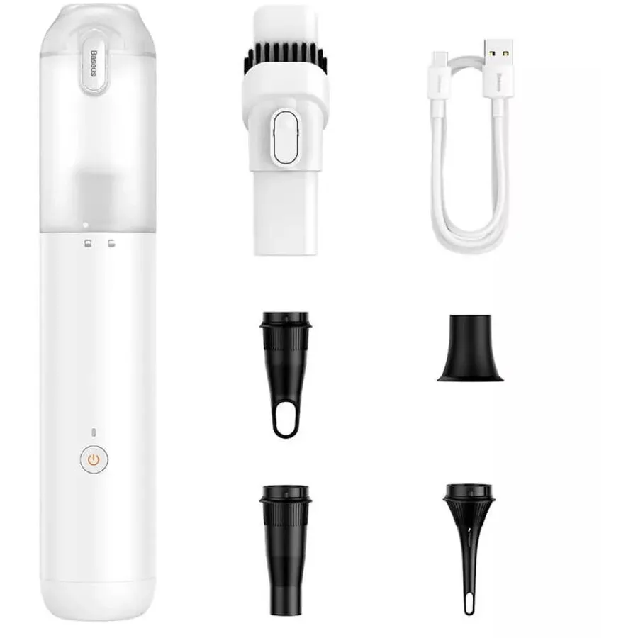 BASEUS Aspirator de mana Baseus A3 Lite, putere aspirare 12000pa, suporta incarcare QC3.0, filtru HEPA, acumulator 6000mAh cablu inclus Type-C la USB, 100 W, Alb