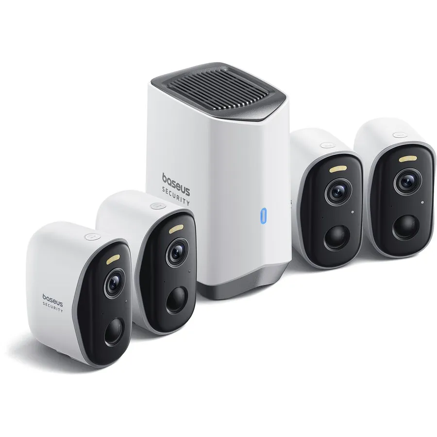 BASEUS Kit supraveghere video Baseus Security N1 Plus, 2K HD, IP67, Night Vision, Autonomie 270 zile, HomeStation H1 + 4 camere video