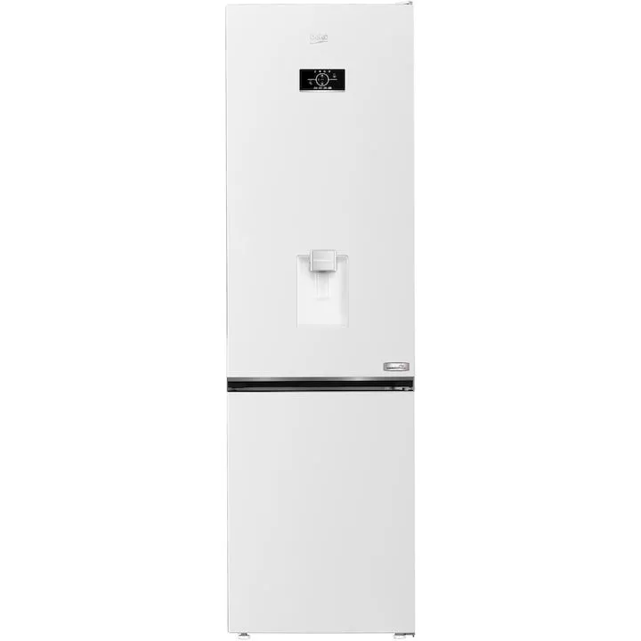 Beko Combina frigorifica Beko B3RCNA404HDW, 355 l, No Frost, Clasa E, HarvestFresh, Slim tank water dispenser, AeroFlow, H 203.5 cm, Alb