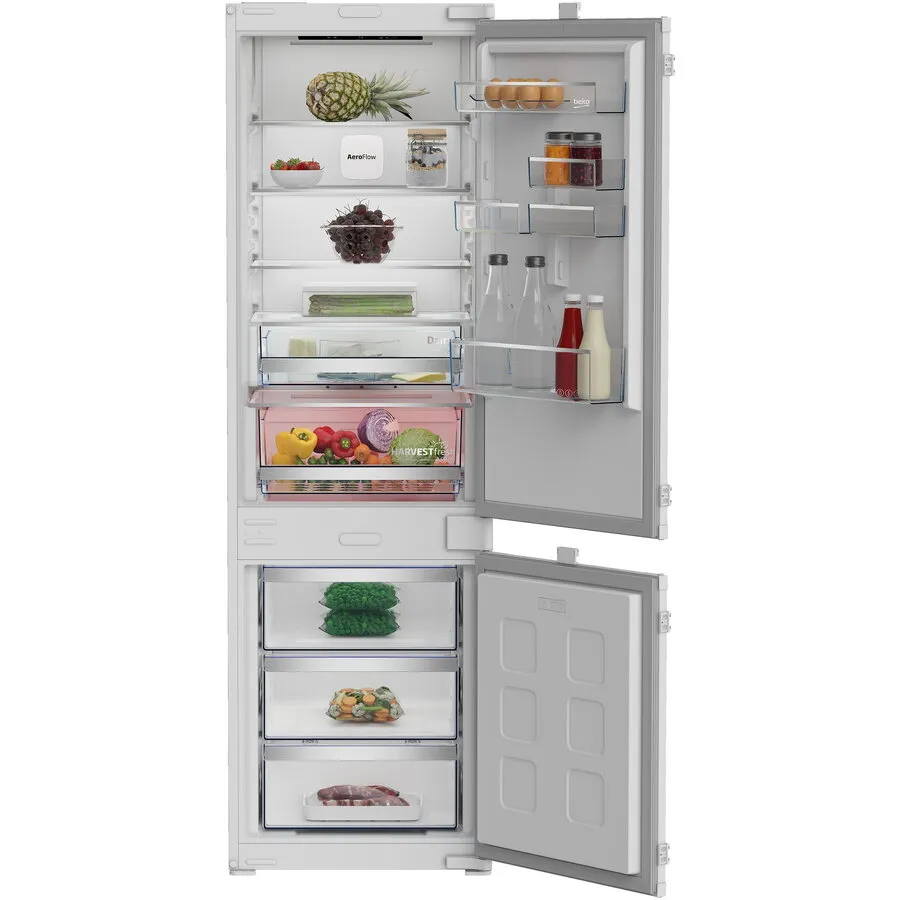 Beko Combina frigorifica incorporabila Beko B7BCNA295HS1, No Frost, 270 l, H 177.5 cm, Clasa D, HarvestFresh, AeroFlow