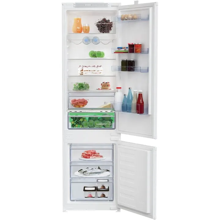 Beko Combina frigorifica incorporabila Beko BCSA306E4ZSN, Capacitate 298 l, Harvest Fresh, Everfresh+, Raft sticla, Compresor ProSmart Inverter, Display touch control, Clasa E, H 194 cm, Alb