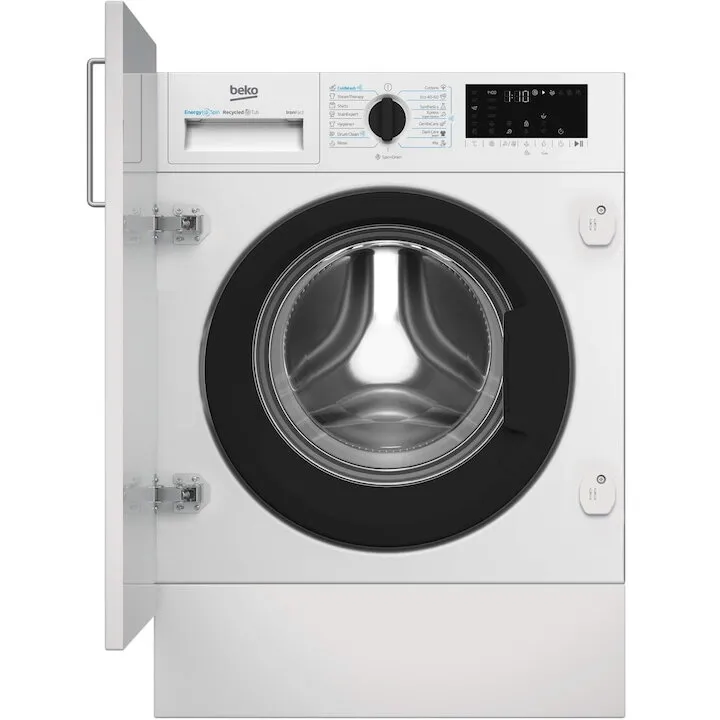 Beko Masina de spalat rufe incorporabila Beko B3WBT691415W, 9 kg, 1400 RPM, SteamCure, Motor ProSmart Inverter, AddXtra, IronFast, SteamCure, Recycled Tub, Clasa A, Display LED, Alb
