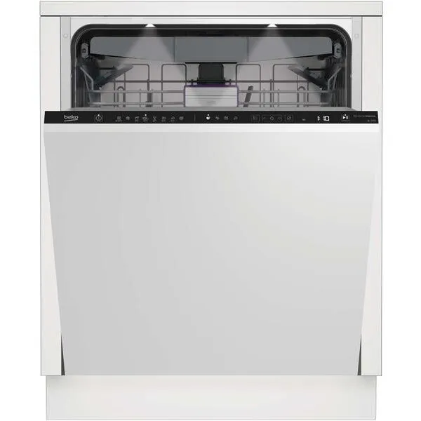 Beko Masina de spalat vase incorporabila Beko BDIN38644D, 16 seturi, 8 programe, Clasa C, HygieneIntense, SelfDry, Motor ProSmart Inverter, Display LCD, SteamGloss, Fast+, 60 cm, Pearl Inox