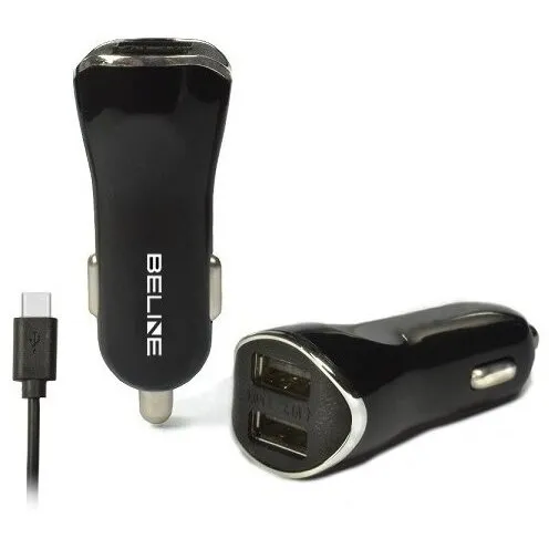 Beline Incarcator auto 2xUSB + USB-C 2,1A negru