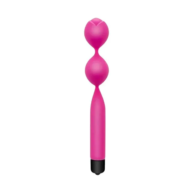 Bile kegel vibratoare S PLEASURES Wiggly Love Balls, cu mini vibrator integrat, din silicon moale, roz