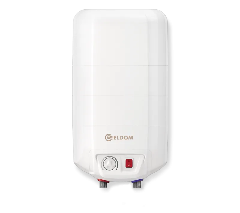Boiler electric Eldom 15 litri, 2000 W, montare deasupra chiuvetei, email durabil de zirconiu si protectie catodica impotriva coroziunii