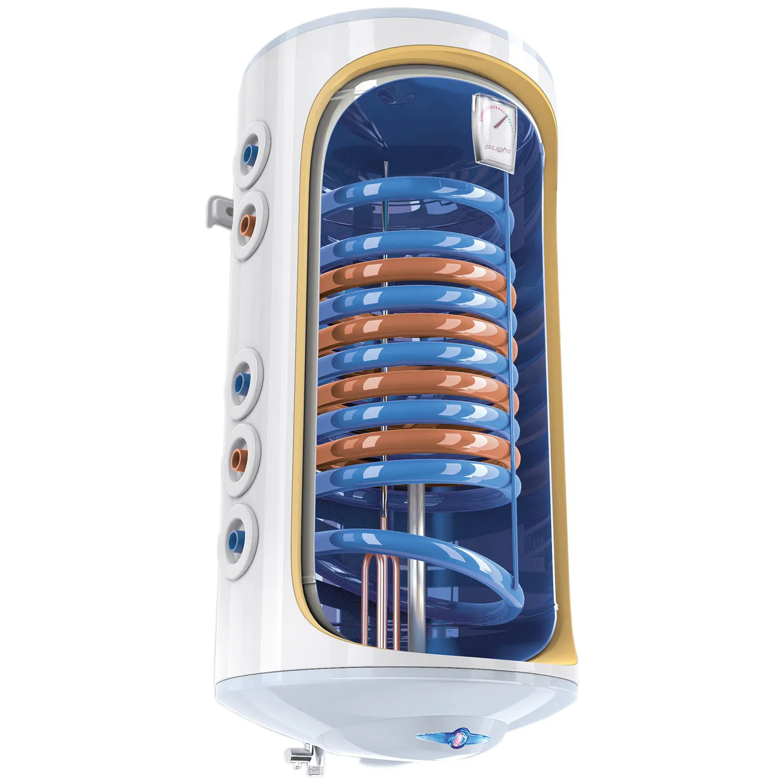 Boiler termoelectric cu 2 serpentine TESY BiLight GCV7/4SL 1204420 B11 TSRCP2, 120 litri, 2000W, 0.8 Mpa, 18 mm, Turbolator, Serpentine pe partea stanga