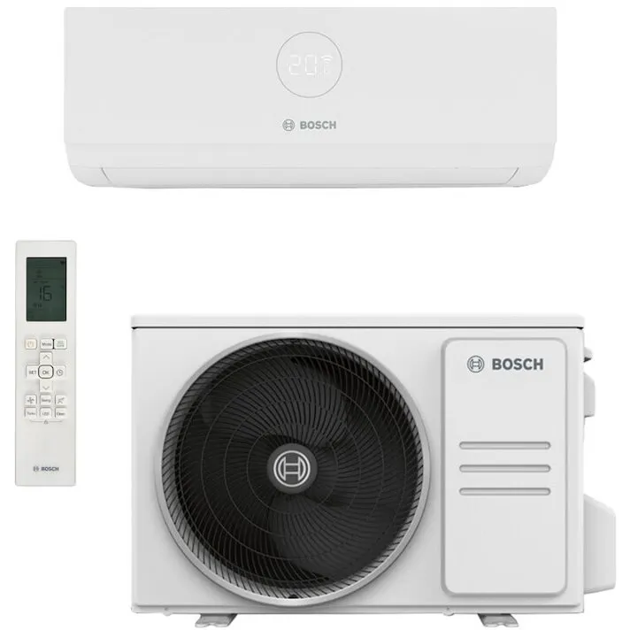 BOSCH Aparat de aer conditionat Bosch Climate 3000i, 9000 BTU, A++/A+, Filtru catalizator rece, functie Wind avoid me, functie Follow-me, Wi-Fi Ready, alb