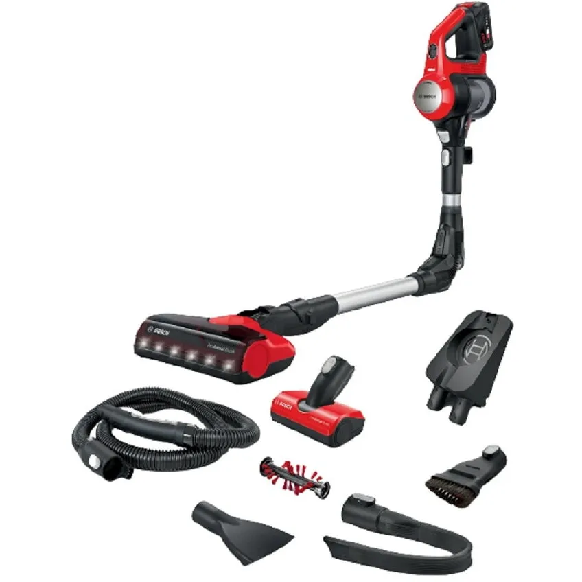 BOSCH Aspirator cu acumulatori Unlimited 7 Pro Animal Bosch BCS711PET Fara fir versatil functie Quick Stand Motor Turbo Spin 2,9kg ,fara sac, Rosu-Negru