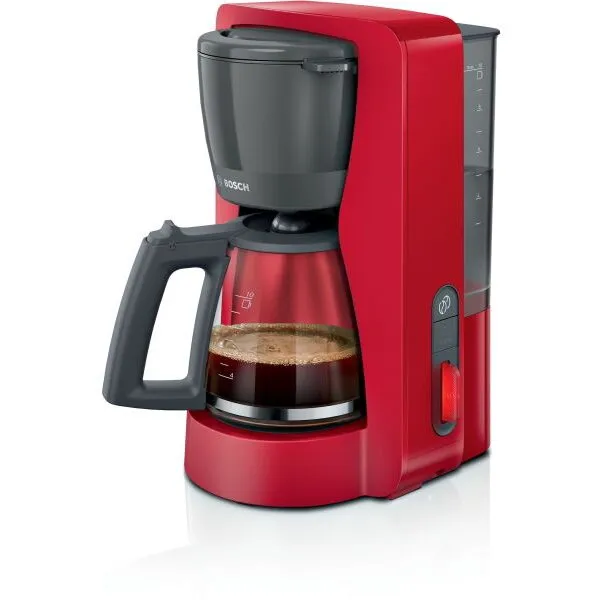 BOSCH Cafetiera Bosch My Moment TKA3M134, 1.37 l, cana sticla, sistem antipicurare, oprire automata, rezervor de apa detasabil, cu sistem de mentinere la cald,Rosu