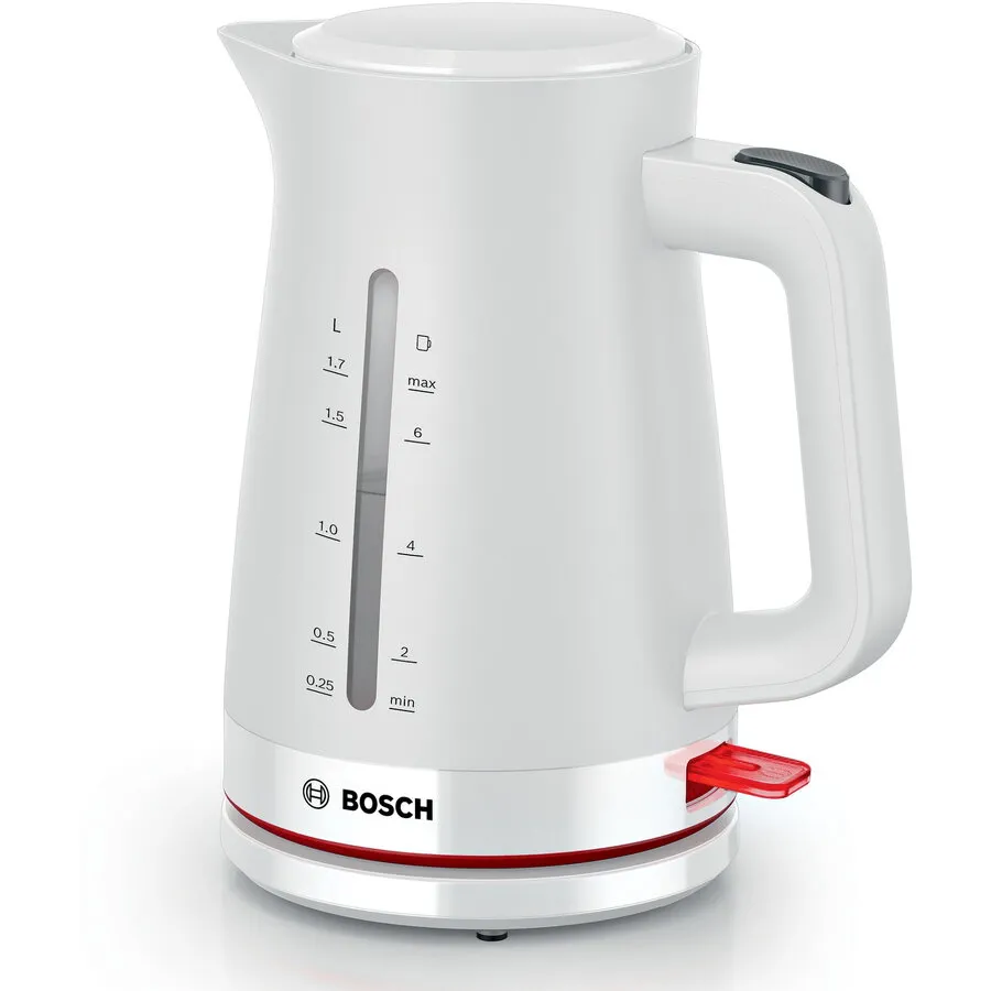 BOSCH Fierbator de apa Bosch TWK3M121, 1.7l, filtru de calcar,oprire automata, protectie impotriva supraincalzirii si functionarii fara apa, oprire in momentul ridicarii canii de pe suport, Alb