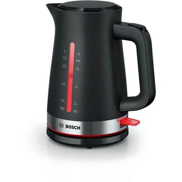BOSCH Fierbator de apa Bosch TWK4M223, 1.7l, filtru de calcar,oprire automata, protectie impotriva supraincalzirii si functionarii fara apa, oprire in momentul ridicarii canii de pe suport, Negru