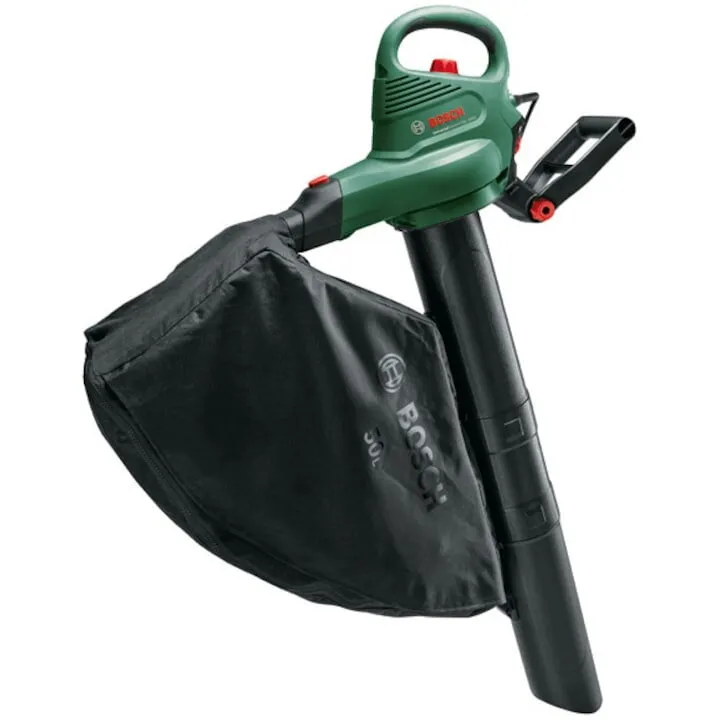 BOSCH Suflanta si aspirator cu tocator pentru frunze Bosch Universal GardenTidy 3000, putere 3000 W, viteza variabila, 165-285 km/h viteza aer, 160 l/s debit,sac colector 50 l, raport maruntire 12:1