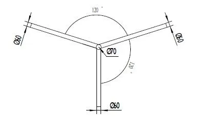 Brat Triplu Curbat 120Â° 1m