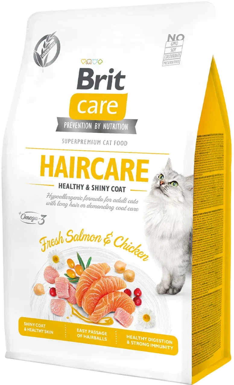 BRIT CARE Hrană uscată pentru pisici, Haircare Healthy & Shiny Coat